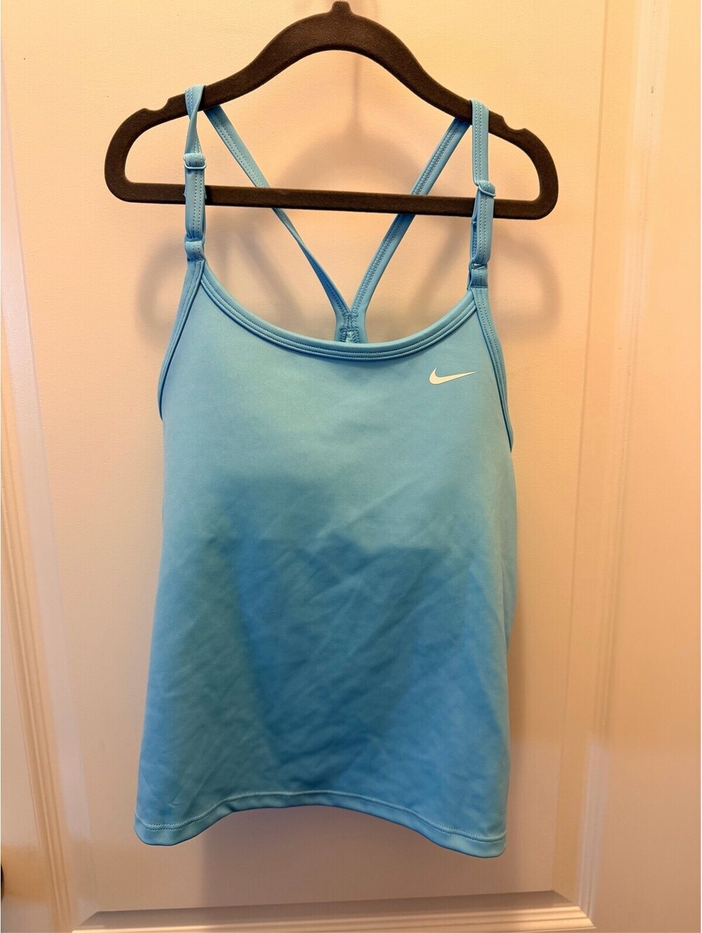 Nike Dri-FIT kids Athletic Racerback Tank Top Blue Built-In Bra Sz LRG
